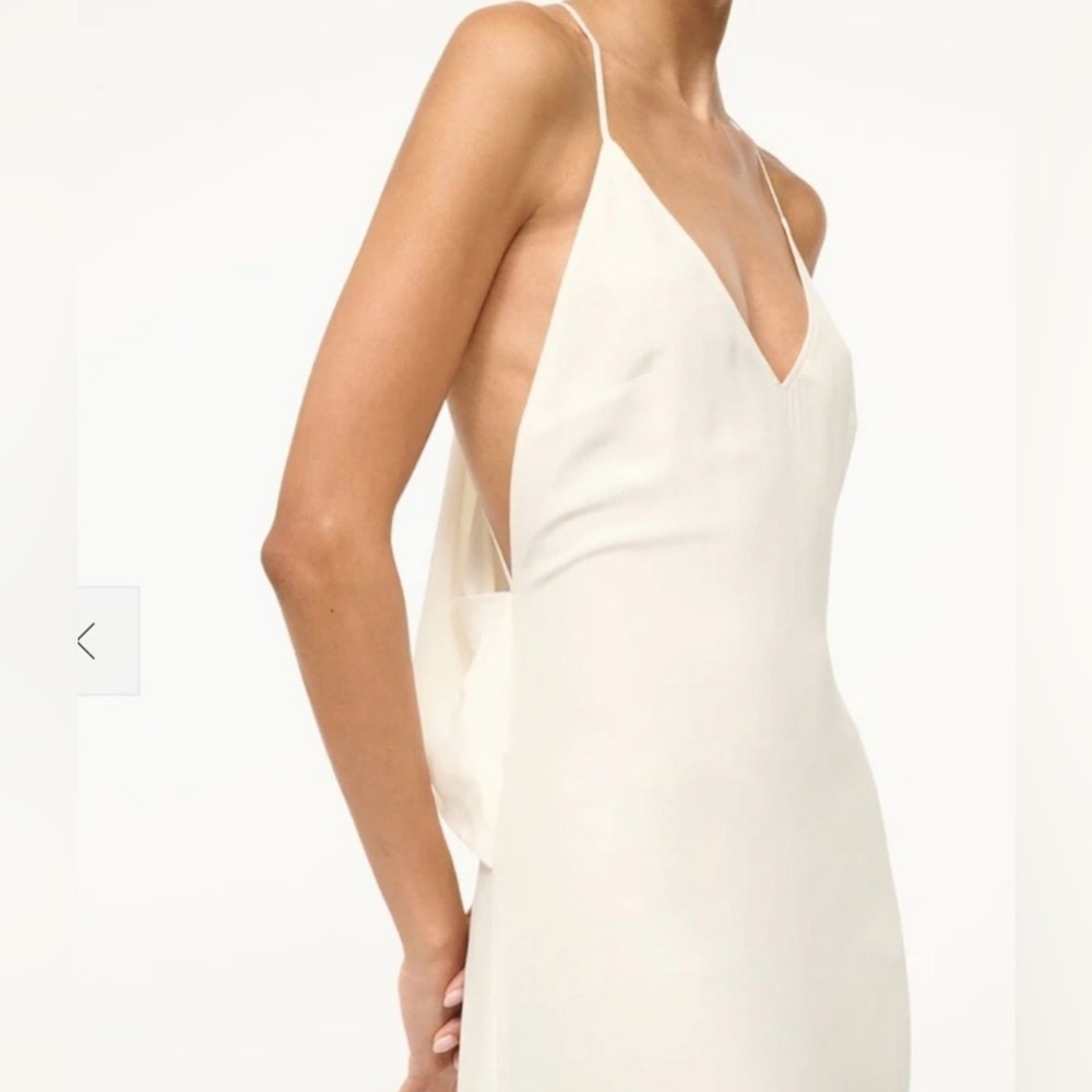 STAUD Machu Silk Cream V-Neck Spaghetti Strap Slip Maxi Dress - Picture 3 of 10